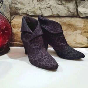 Westies Ankle Boots Booties Leopard Print Fold Over Panther 7.5